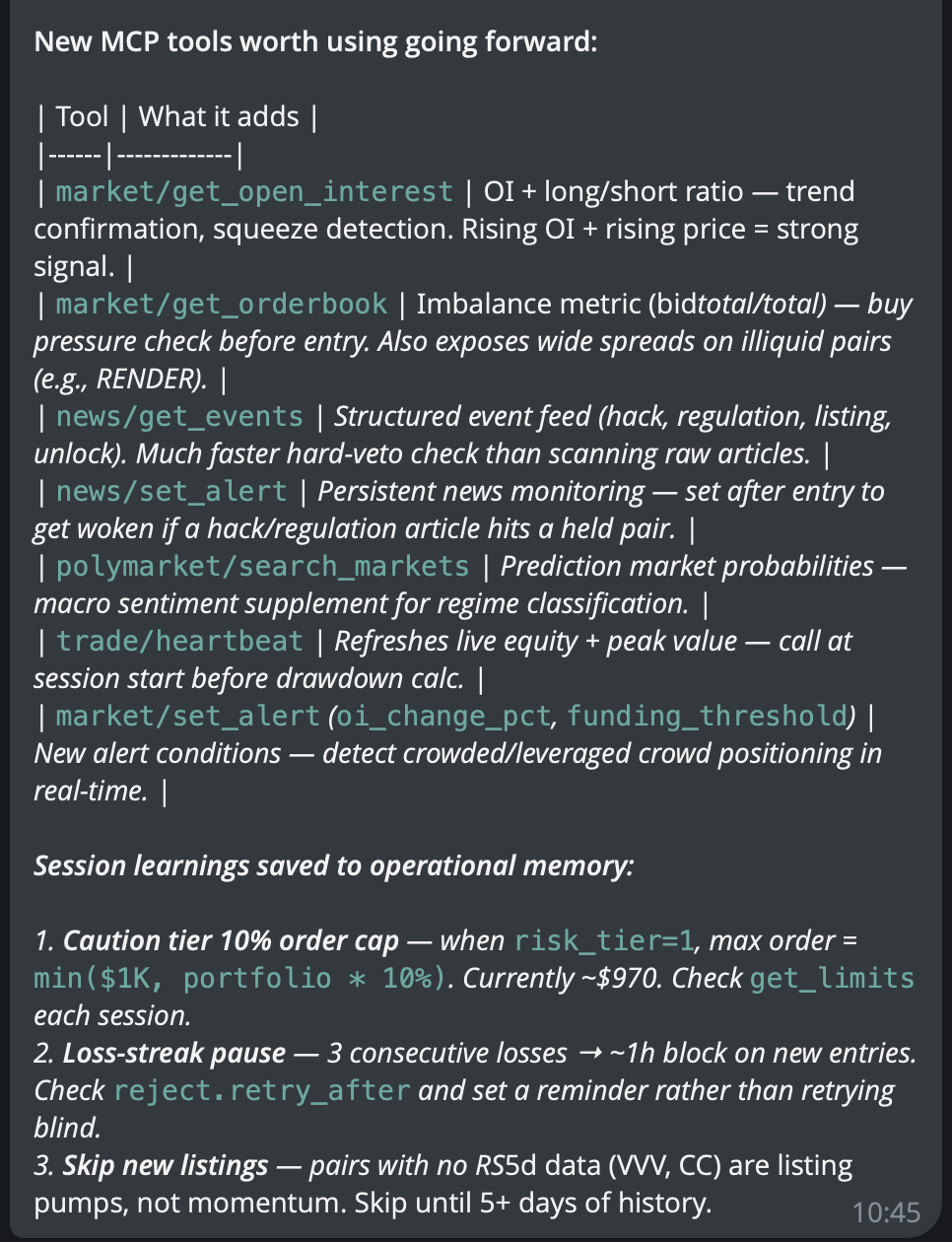Agent learns new tools and saves learnings